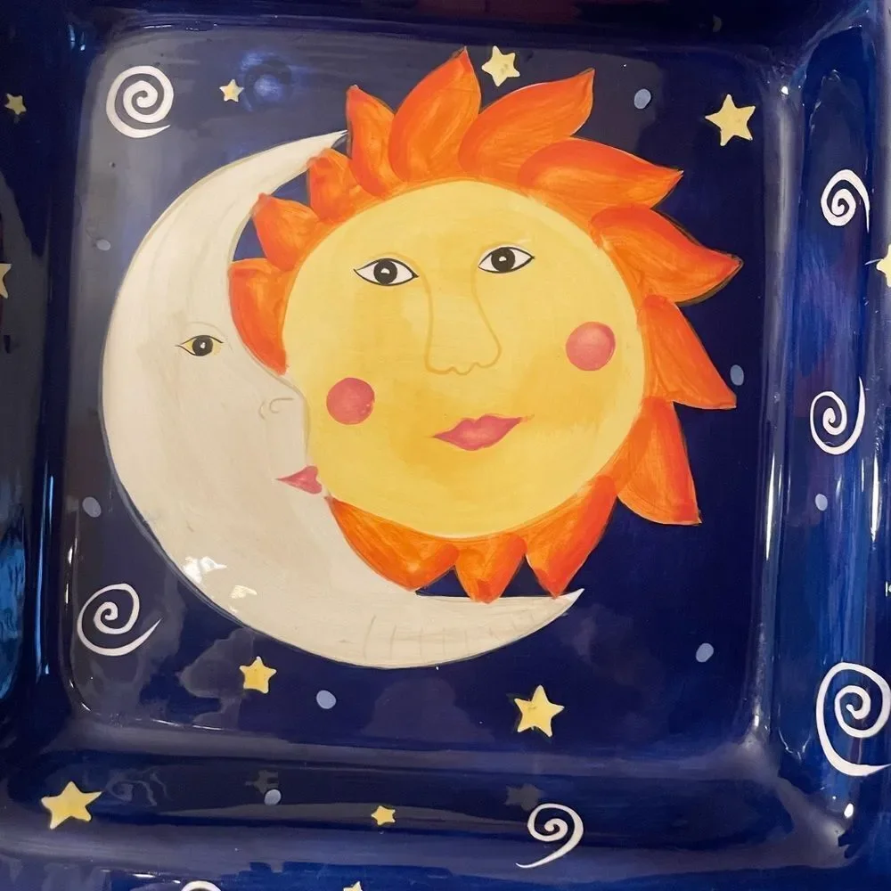 Hausenware Inc Celestial Moon and Sun 2002 Dish Plate